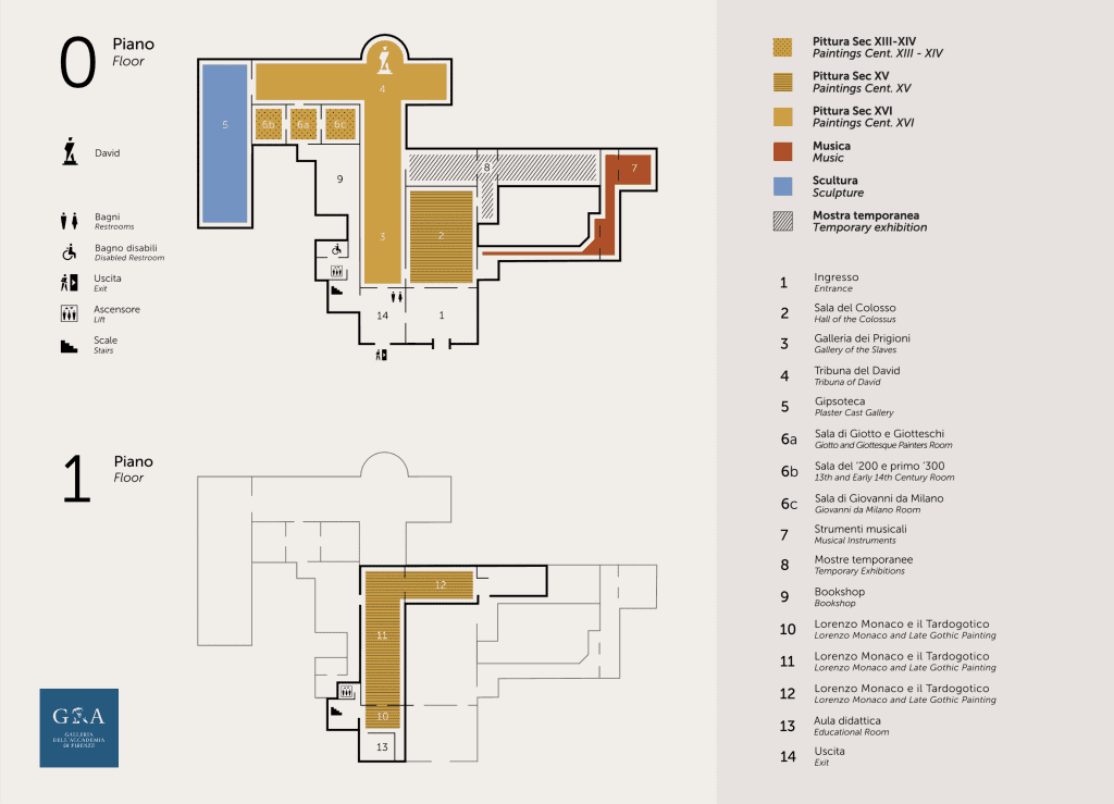 Accademia Gallery Map that will help you plan your visit with kids