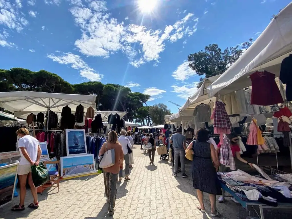 The entrance to the market in forte dei marmi, italy on a sunny day.