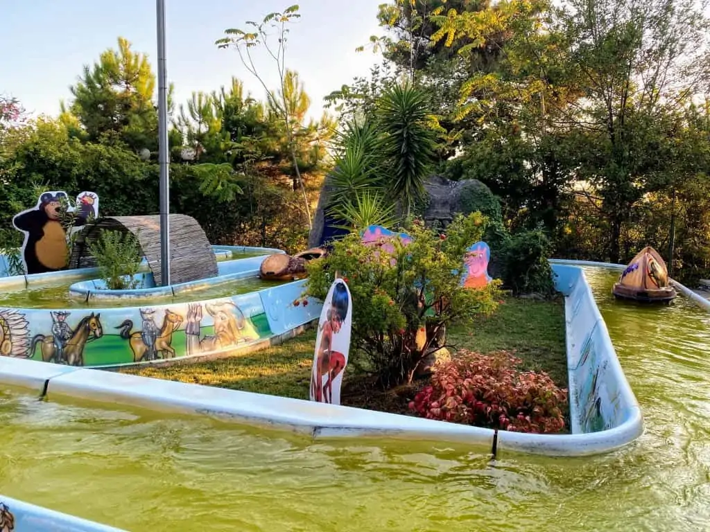canoe ride with real water 'river' for small children at the forte dei marmi amusement park.   