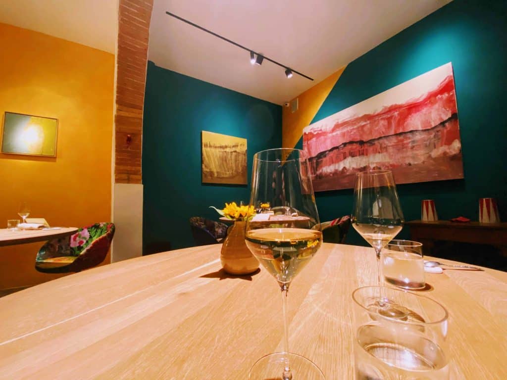 The dining room at San Gimignano's Michelin-starred LINFA restaurant
