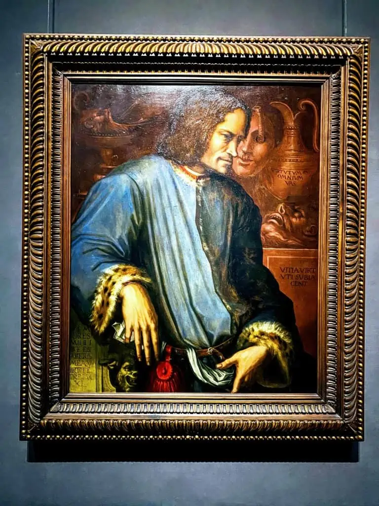 Portrait of Lorenzo de Medici in the Uffizi Gallery in Florence, Italy.