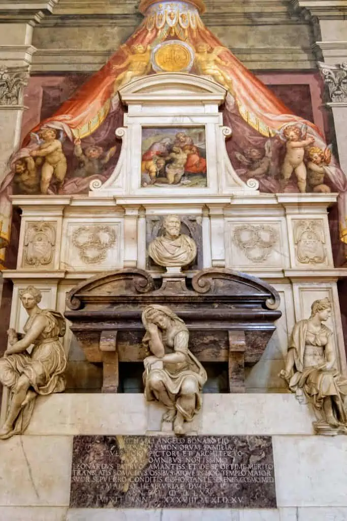 Michelangelo's tomb in the Basilica di Santa Croce in Florence, Italy.