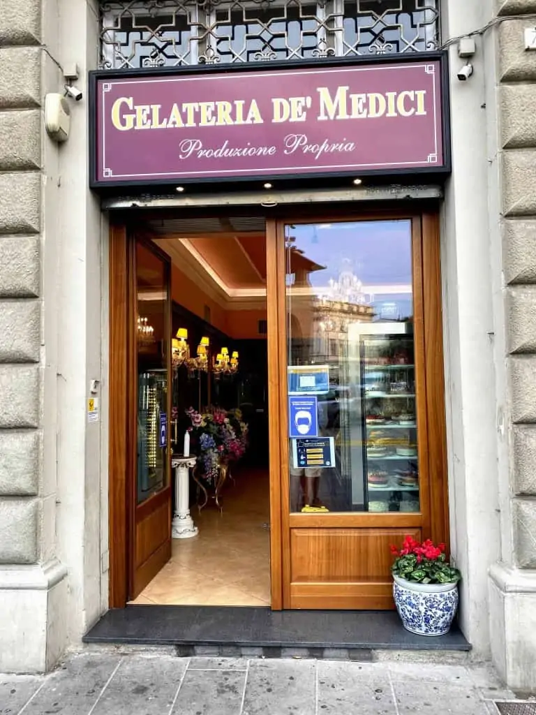 Gelateria de' Medici entrance in Florence, Italy.