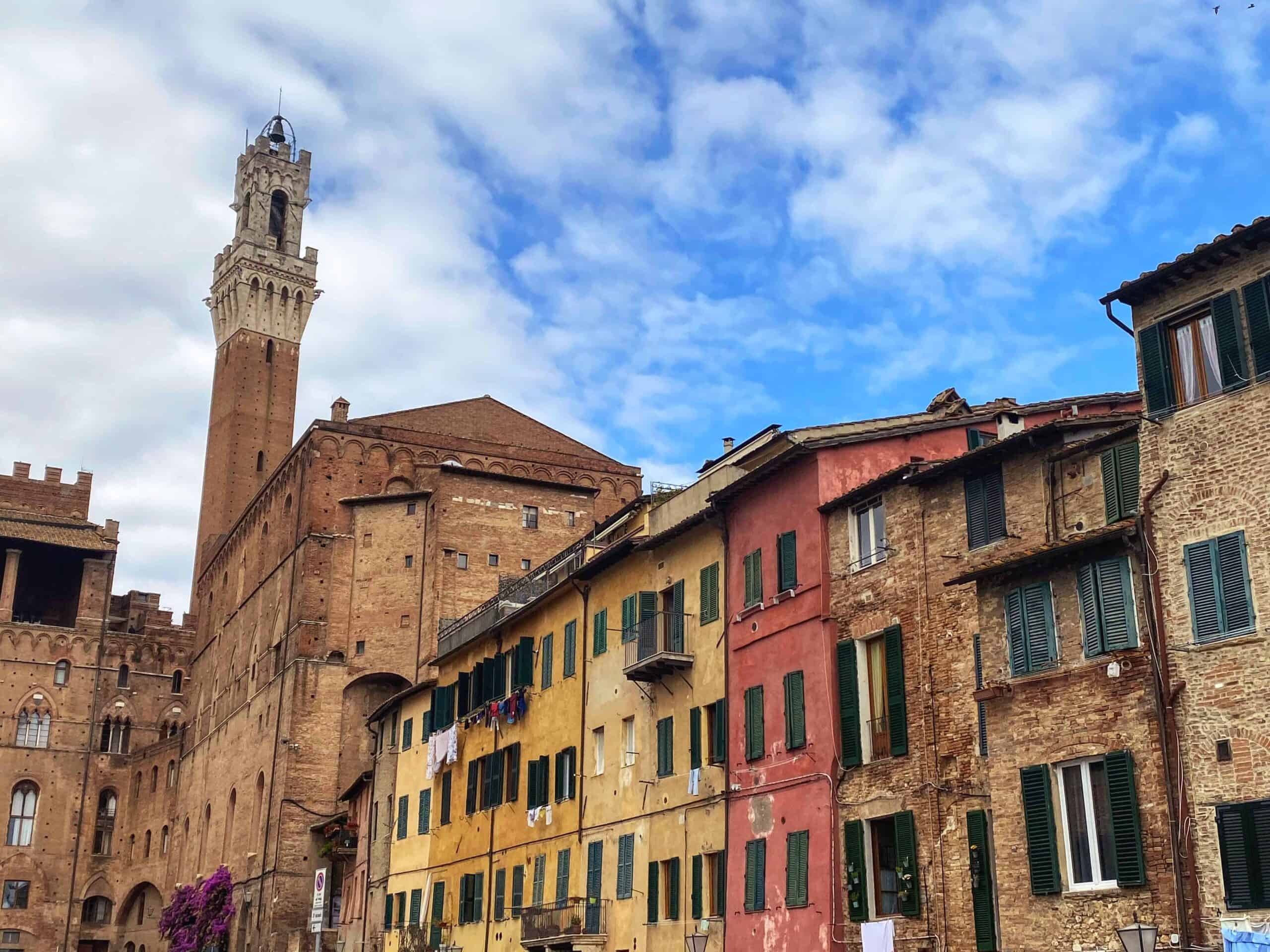 Colorful buildings in Siena, Italy.