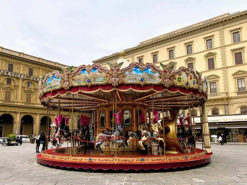 Historic carousel in the Piazza della Repubblica in Florence, Italy