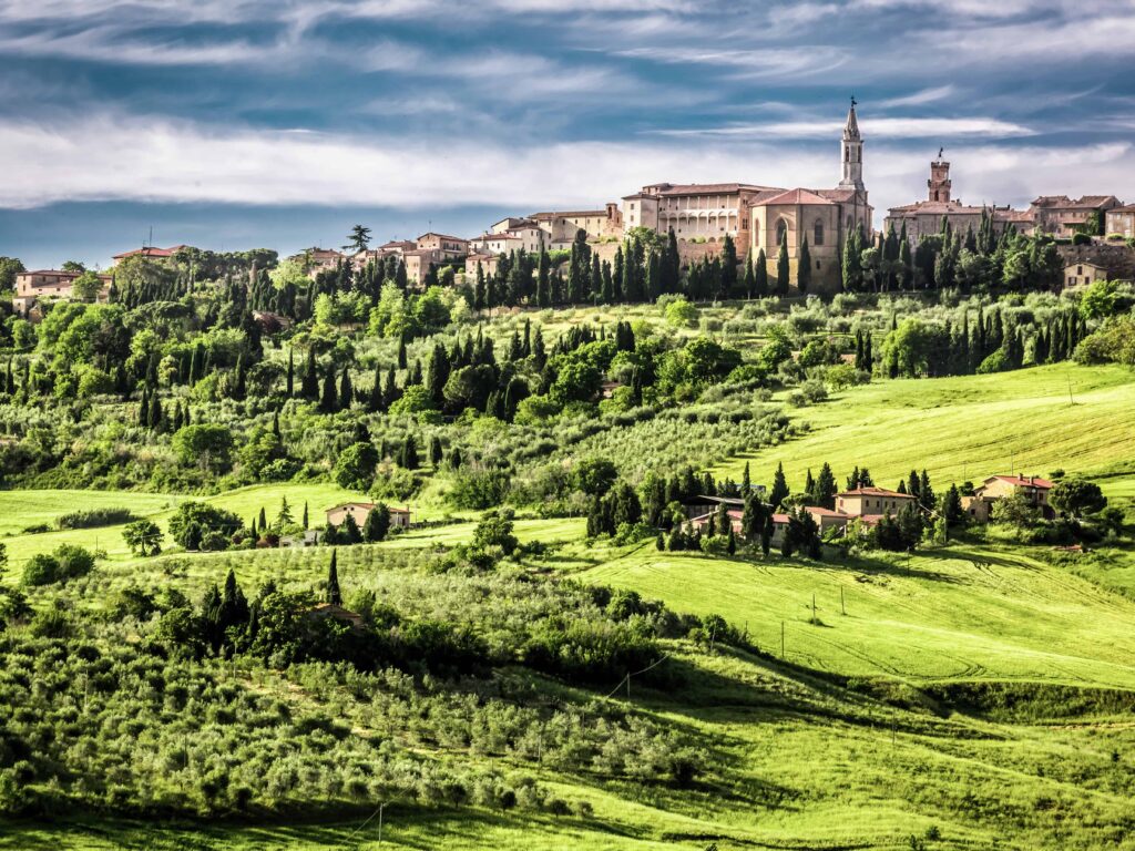 View of Pienza in the Val d'Orcia, Italy.