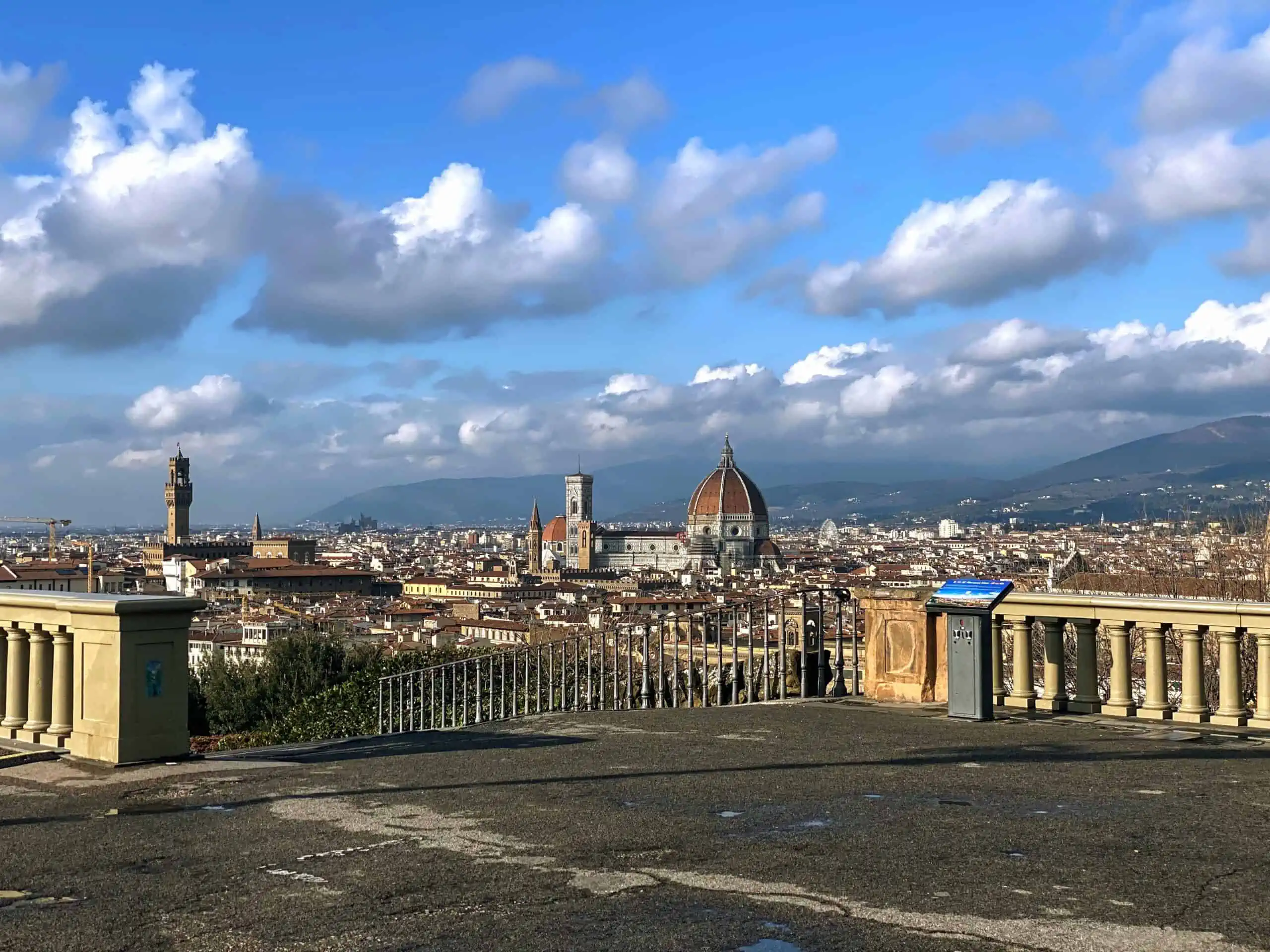 View of Florence skyline from Piazzale Michelangelo in winter