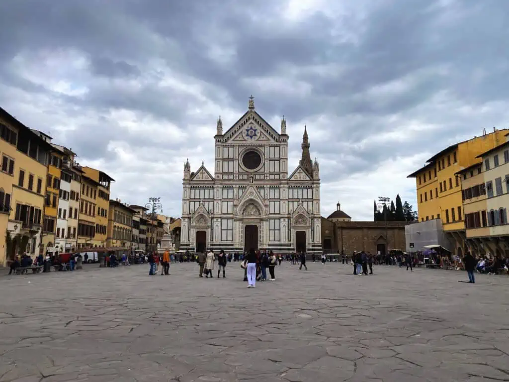 View of Piazza Santa Croce with the Basilica in the back.