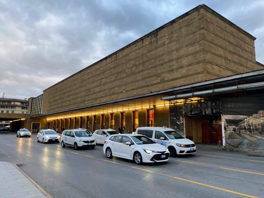 Florence taxis waiting outside the train station.