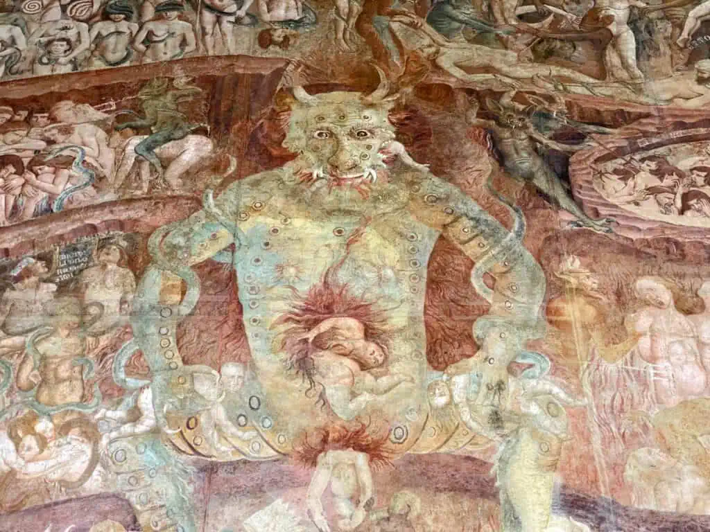 Fresco inside the camposanto in Pisa, Italy.