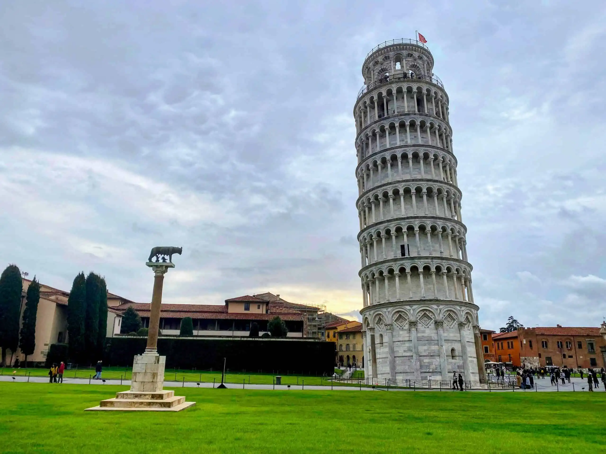 View of the Leaning Tower of Pisa in Italy.