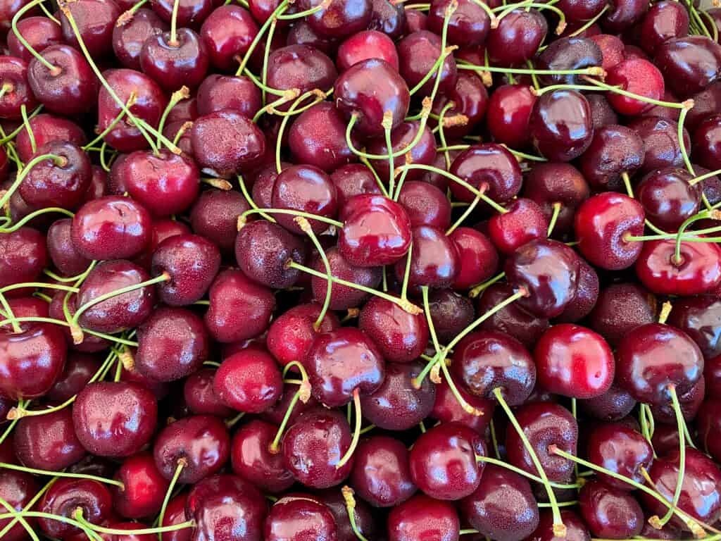 Pile of Italian cherries.