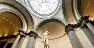 David statue in Florence, with the glass skylight above.